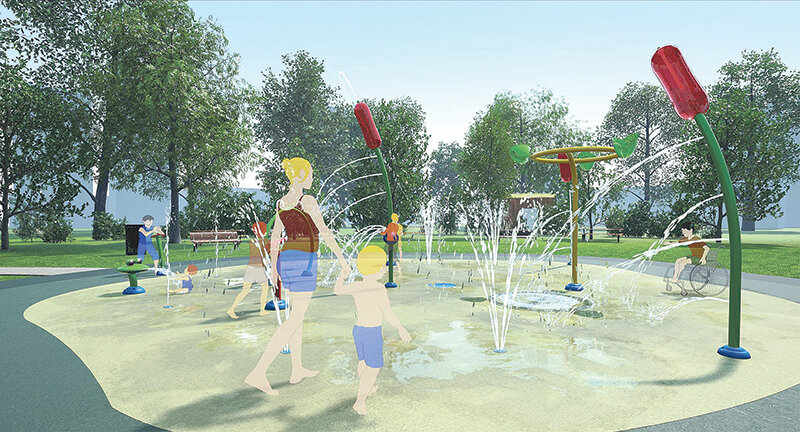 This preliminary concept presented to the Powell City Council last week shows what the new splash pad at Homesteader Park may look like when complete.