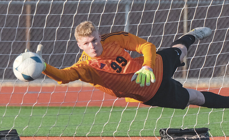 Truett Carter saves the final penalty for the Panthers in a shootout against Cody on Tuesday, to advance Powell to 2-0 in conference play.