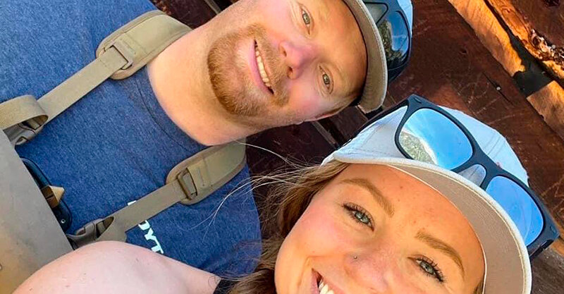 Skylar Peterson (left) poses for a photo with fiancee Sydnie Stambaugh. The couple enjoy the outdoors and are always together, Stambaugh&rsquo;s father Scot said.