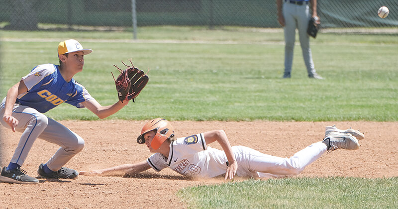 Ryder Stewart slides into second base on a steal attempt during the home &lsquo;C&rsquo; tournament this past weekend. Powell will look to rebound heading into the final month of the season after a tough start.