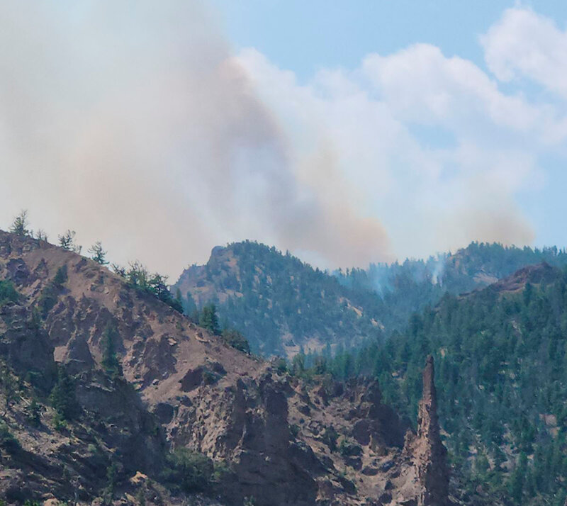 The Clearwater Fire west of Wapiti has grown to 72 acres as of Wednesday morning but was not moving in the direction of the highway 1 mile to the north.