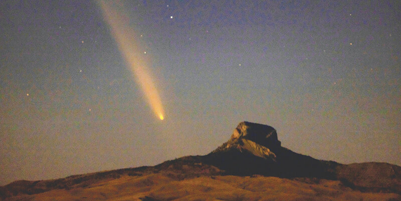 The C/2023 A3 Tsuchinshan-ATLAS comet, can be viewed for the next 10 days in the early evening. Watch for where the sun sets and then look up about 15 degrees from the horizon about 45 minutes after the sun dips below the horizon.