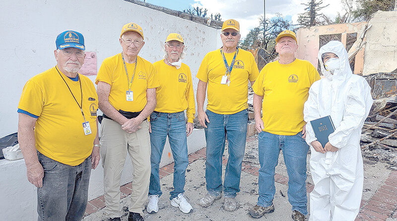 Maynard Brown (second from left) and Steve Burtoft (second from right) stand with other members of Southern Baptist Disaster Relief. The group was in Pasadena, California, for two weeks helping residents recover personal property in fire affected areas.