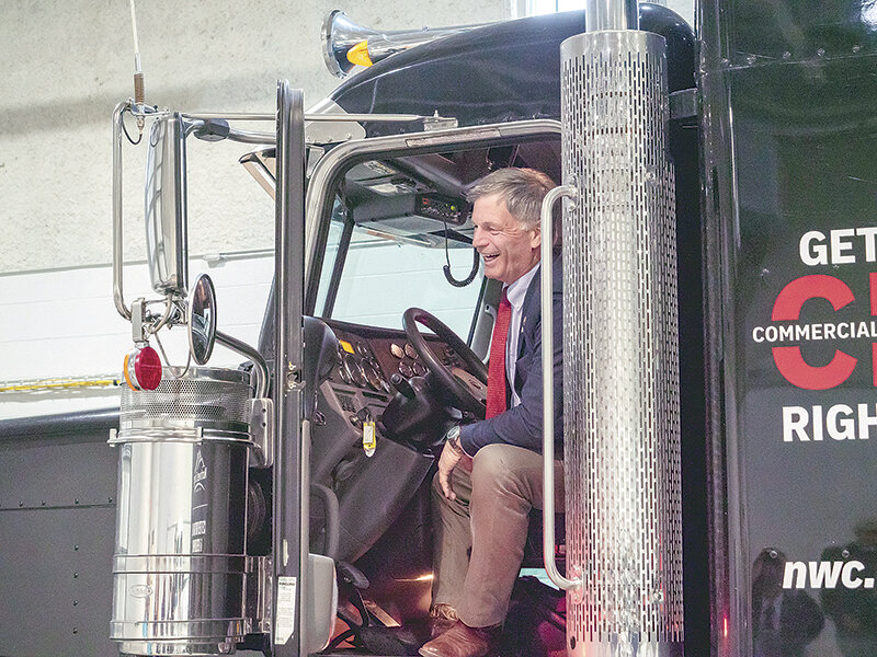 Gov. Mark Gordon's visit to Powell on May 5 included stops at various schools and the Northwest College, which included a trip to the Center for Training and Development, which boasts a thriving CDL program.