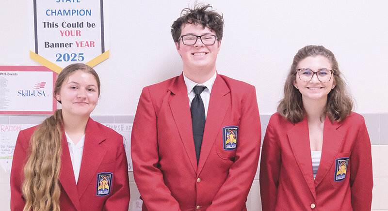 Powell High School&rsquo;s Skills USA chapter qualified three students for the national competition in Atlanta beginning June 23. From left, Meisja McCrary, Curtis Muecke and Leeanne Phillips.