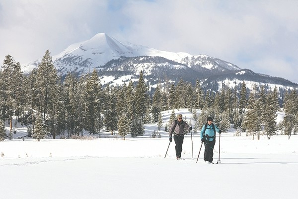 Cross country skiers move through the snow near Indian Creek in Yellowstone National Park this winter. State lawmakers want to start a conversation about assessing a fee in Yellowstone and Grand Teton national parks that would help cover the costs of managing wildlife in Wyoming, Montana and Idaho.