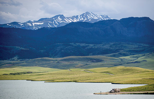 A family parks their camper near the water for some fishing and a picnic at Upper Sunshine Reservoir, near Meeteetse. The views are worth the price of admission, the park is on state land and no admission is charged. Other uses of state land apply, for a list of dos and don’ts, visit http://lands.wyo.gov/resources/recreation.