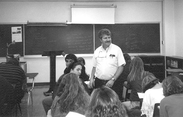 Don Amend is pictured teaching a class at Greybull High School.