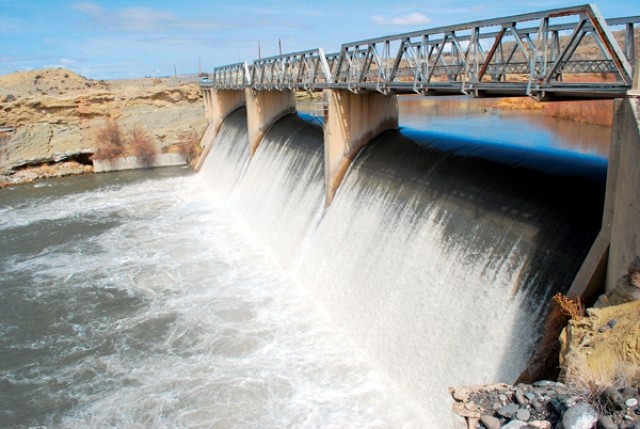Lots of water is flowing over Willwood Dam as the Bureau of Reclamation increases releases to leave space in Buffalo Bill Reservoir for anticipated high runoff later this spring.