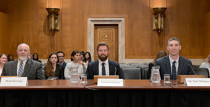 From left, Wyoming Game and Fish Jackson Region Wildlife Supervisor Brad Hovinga, wildlife biologist and Animal Planet host Forest Galante and Nick Whitney, a senior scientist at the New England Aquarium, appear before the U.S. Senate Committee on Environment and Public Works on July 24.