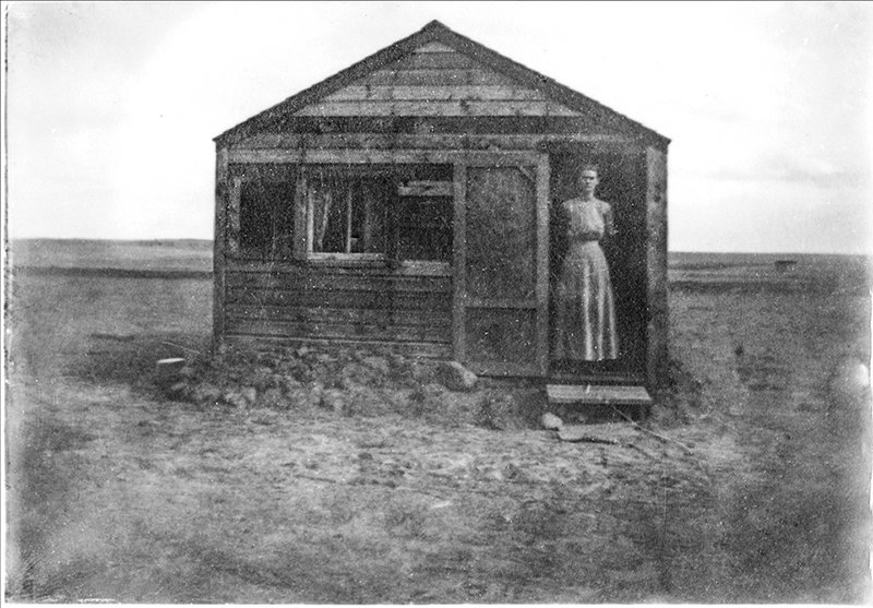 Northwest College professor Amy McKinney’s great-grandmother, Petrina (Peterson) Pogreba, is pictured at her homestead outside of Box Elder, Montana, in 1911. On Thursday in Lovell, McKinney will discuss how Pogreba and other single women homesteaders opened up opportunities for other women in the West.