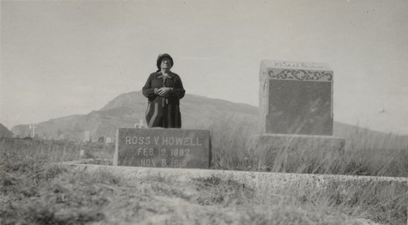 A woman stands over the grave of Ross V. Howell at Cody’s Riverside Cemetery in this historic photo. Howell was among many local residents claimed by the so-called Spanish flu, succumbing to the disease in November 1918 at the age of 36. He contracted the flu while in Seattle and ‘thought he had thrown it off when he reached Cody,’ but fatally relapsed, according to an account from the Northern Wyoming Herald at the time.