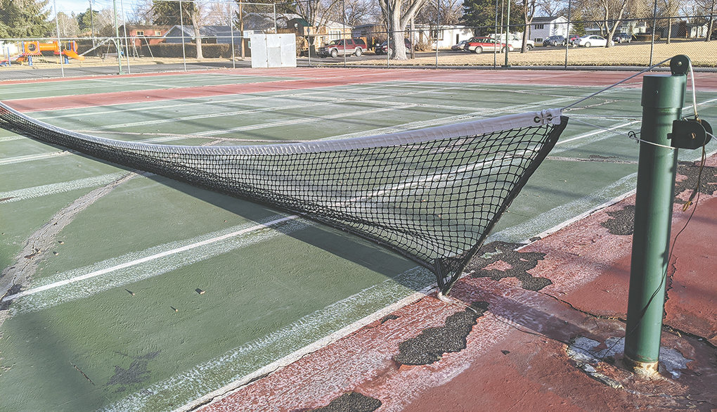 Under a tentative capital improvement plan, City of Powell officials hope to secure $60,000 to revamp the tennis courts near Westside Elementary School. The previous omnicourt surface was torn off in anticipation of improvements.