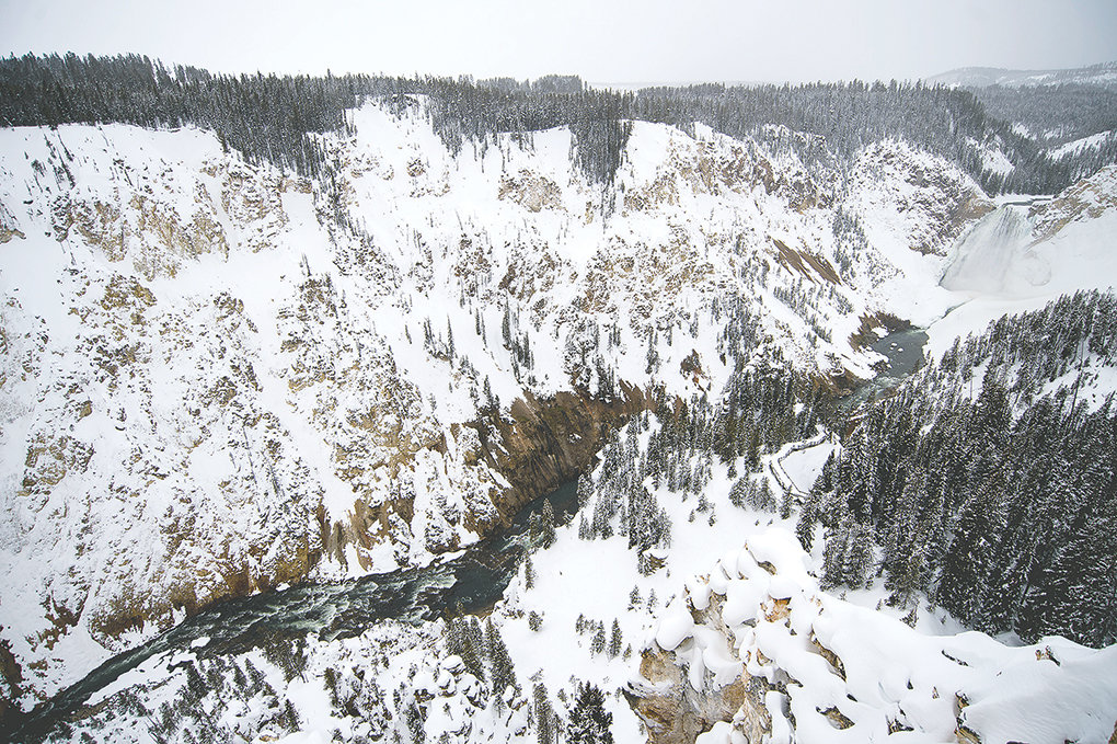 An Indiana resident descended some 800 feet into the Grand Canyon of the Yellowstone — pictured here in late December — and had to be rescued last winter. He has been ordered to serve jail time and pay thousands of dollars in restitution for the incident.