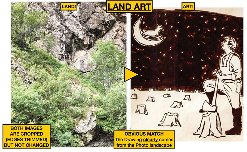 Brian Erskine of Arizona has included portions of his Fenn treasure ‘solve’ — including a comparison between a photo he took in Colorado and an illustration from one of Forrest Fenn’s books — in court filings, as Erskine remains convinced he should be awarded the gold.