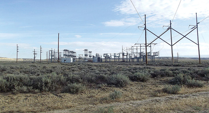 A pair of planned solar photovoltaic facilities are expected to hook into this Rocky Mountain Power substation outside of Frannie. The facilities, planned for construction in 2023, would be the first significant solar projects in the area, spread across more than 93 acres of land.