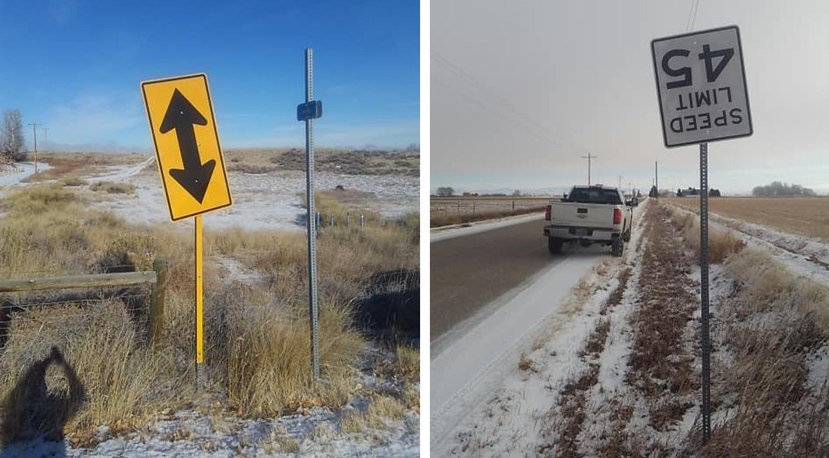 A couple signs in the Powell area were recently thrown askew; other signs and cones in the area were stolen. Park County Engineer Brian Edwards said the signs not only cost money to replace, but their absence can put drivers at risk.