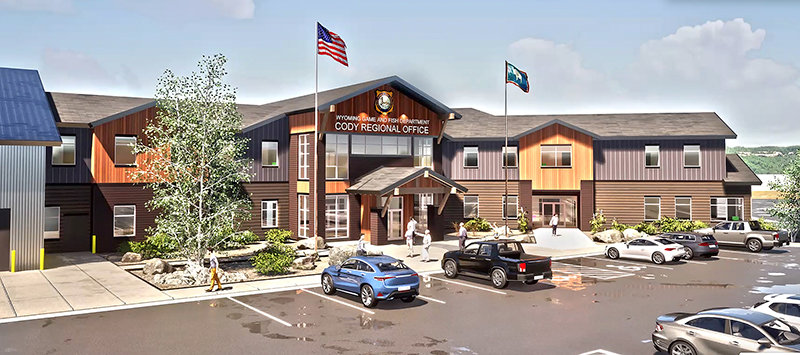This rendering shows how the Wyoming Game and Fish Department’s new Cody Regional Office is expected to look when it’s complete. Work is expected to start in the coming weeks and wrap up by late spring or early summer of 2022.