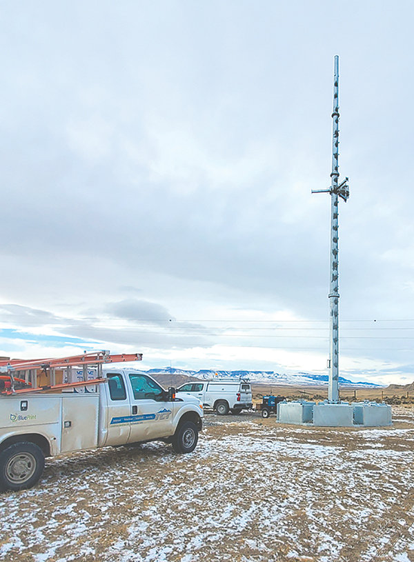 This tower near the Sunshine Reservoirs outside Meeteetse was one of four 60-foot towers TCT erected as part of the ConnectWyoming program, which aims to bring more broadband options to rural customers in the state. Other towers have been delayed.