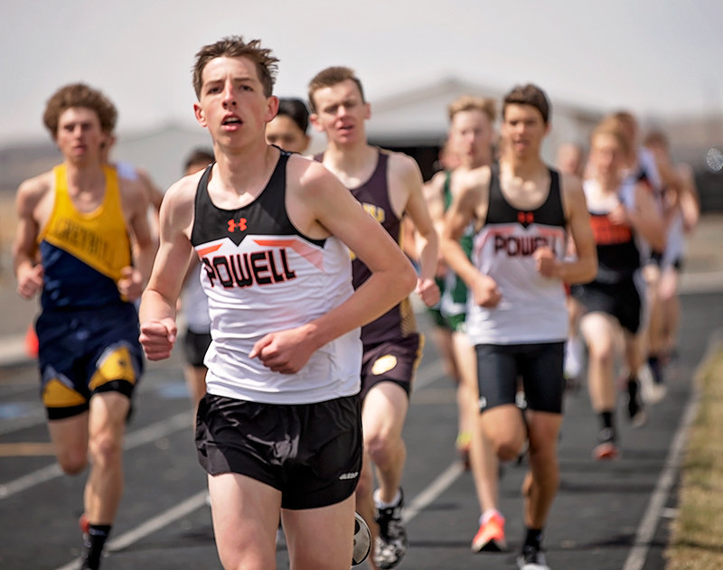 Daniel Merritt competes in the 1600 at Saturday’s Lovell Invitational. Both PHS teams placed first at the event.