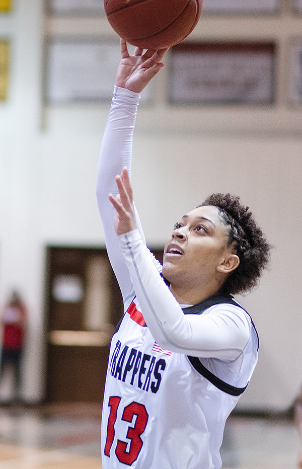 Hidaya Thornton attempts a floater in a Northwest College women’s basketball game in 2021. She suffered a season-ending leg injury in February.