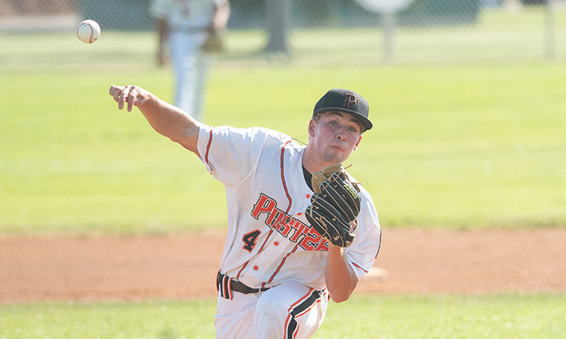 Pioneer Mason Marchant pitches in a double-header matchup against Buffalo in June. The Powell team will look to make a jump under new head coach Jason Borders in 2022, as he starts his third stint with the team.
