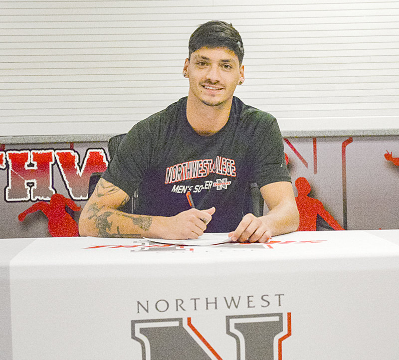 Trapper keeper Matias Sandoval signed his letter of intent to play soccer at NAIA division I school William Penn University on Tuesday.