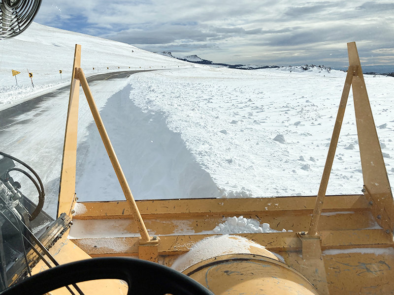 A Wyoming Department of Transportation rotary snow blower encounters windy, snowy conditions at Observation Point on U.S. Highway 14-A on Friday morning. The conditions prompted the annual closure of the route between Lovell and Burgess Junction on Monday.