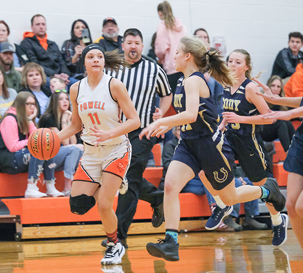 Catelynn Floy pushes the ball up the court against Cody during their matchup on Monday. The Panthers are out to a fast 4-0 start on the season as they head to Buffalo for a freshman tournament on Saturday.