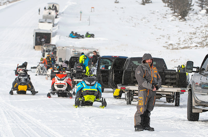 Powell snowmobiler Andy Metzler prepares to head out of the Pilot Creek parking area on a 2020 trip. The Beartooths are a popular area for snowmobilers, but some believe the highway should be plowed to Cooke City, Montana, to open up winter opportunities for those in wheeled vehicles.