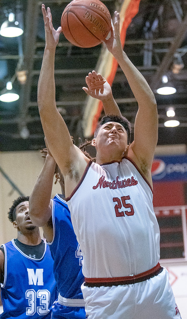Trapper sophomore Alex Avila grabs a rebound against Miles Community College on Jan. 14. The Trappers lost their fifth and sixth straight contests last week, falling to Western Wyoming and LCCC on the road.