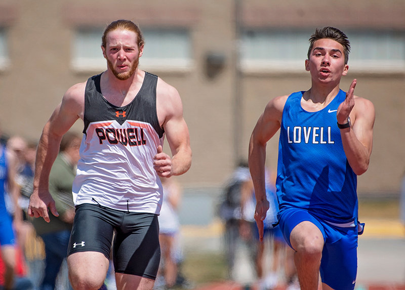Keeping his focus on the finish line, Panther senior Sam Whitlock continued to push the pace during the 100-meter dash on Saturday in Cowley. The Panthers head to Cody on Thursday to compete at noon and go to Thermopolis on Friday to compete, starting at 1 p.m., to finish the regular season.