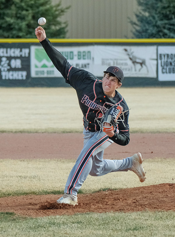 Pioneers pitcher Cade Queen delivers a pitch during the nine-inning contest against Lovell on April 21. Queen and the Pioneers have seen mixed results early in the season culminating in a 4-3 record.