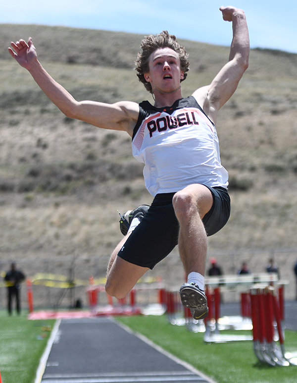 Reaching out for every inch, PHS senior Zach Ratcliff won the long and triple jumps at the 3A West Regional meet in Kemmerer. Ratcliff won the titles by a combined 1 1/2 inches to help the Panthers win the regional title.