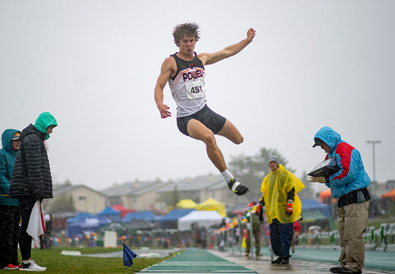 Rainy and slick conditions made for tough competition as PHS senior Zach Ratcliff placed second in the long jump with a leap of 20 feet, 6 3/4 inches on Thursday in Casper.