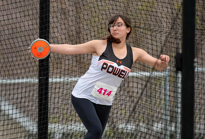 Looking to make her mark, PHS junior Grace Coombs competed for the Panthers in discus at the state meet.