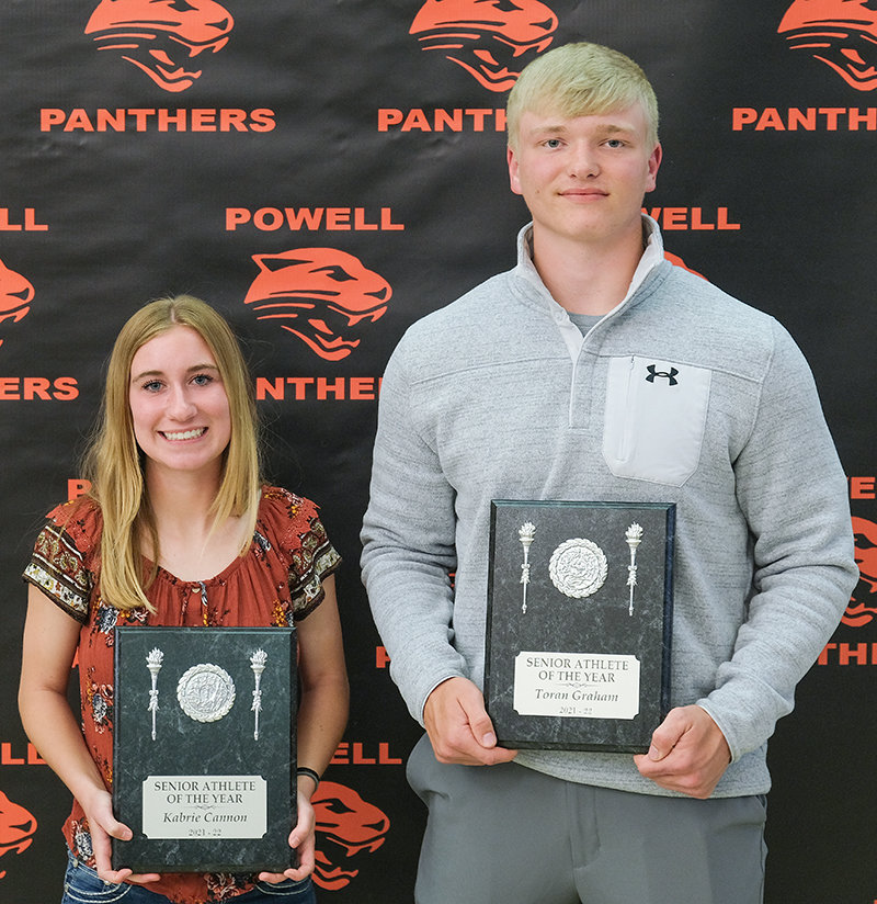 After an outstanding four years at Powell High School, seniors Kabrie Cannon and Toran Graham were recognized as the most Outstanding Senior Athletes in the class of 2022 during an awards banquet on May 10. Graham was also recognized as the 3A/4A Wilford Mower Award winner for the Northwest District.