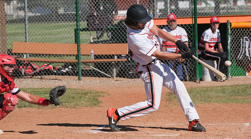 Swinging through with power, Nathan Feller tried to help keep the Pioneer bats hot during a doubleheader sweep of Lovell on Wednesday.