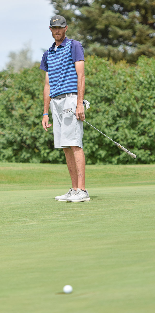 Chris Manning intently eyes his putt as it just skirts the cup on the 16th green during Sunday’s final round of the 2022 Ron Rickert Memorial Club Championship. Manning went on to defeat Ryan Tobin by two strokes to claim the ‘Club Champion’ title for 2022.