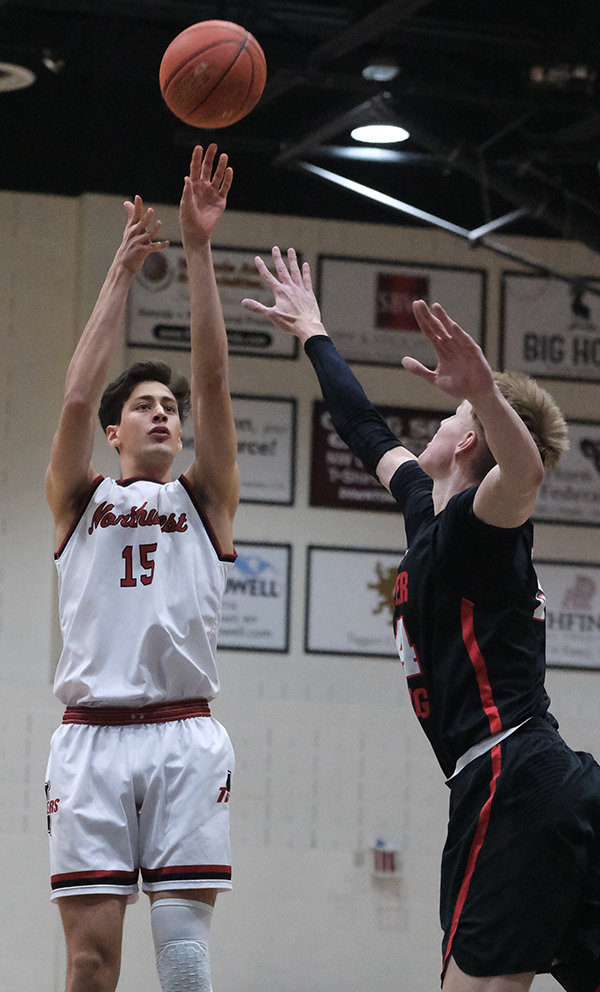 Juan Pablo Camargo Tellez puts up a 3-pointer during the Trappers game against Casper College on Jan. 21. The Trappers host Central Wyoming on Saturday at 4 p.m.