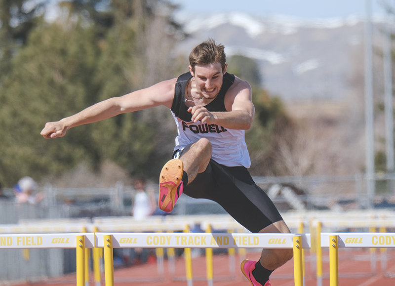 Hyrum Jeide qualified in both hurdle events at the Meetster Bunny Invitational on Monday in Cody.