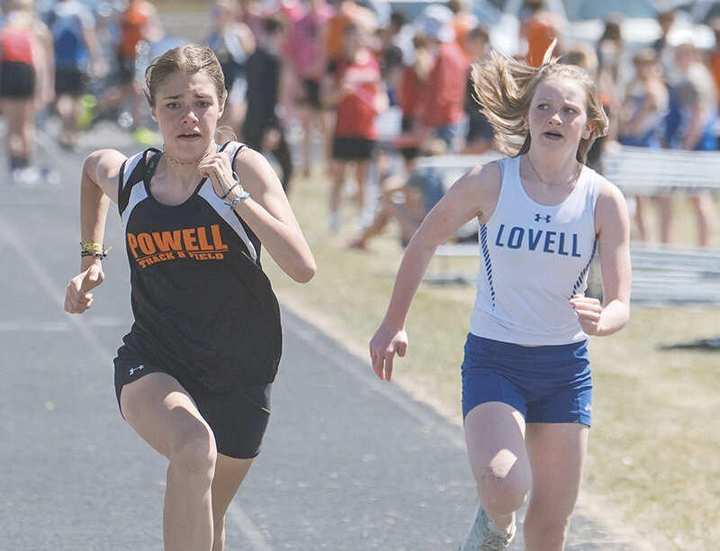 Ryann Hutzenbieler sprints down the track during the 100 in Lovell. The Cubs wrapped up a strong season in May.