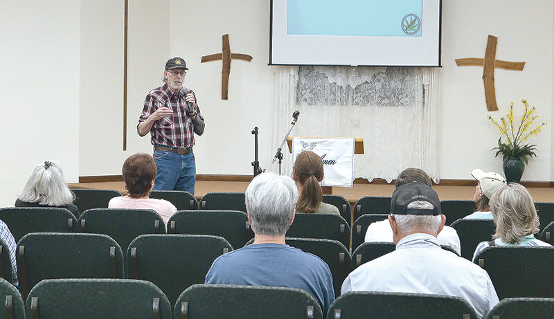 Richard Jones speaks to community members during a Wyoming Citizens Against Normalization (WYCAN) meeting May 20 at Powell Church of Christ. WYCAN was formed roughly one year ago to provide citizens with counter information to marijuana normalization.