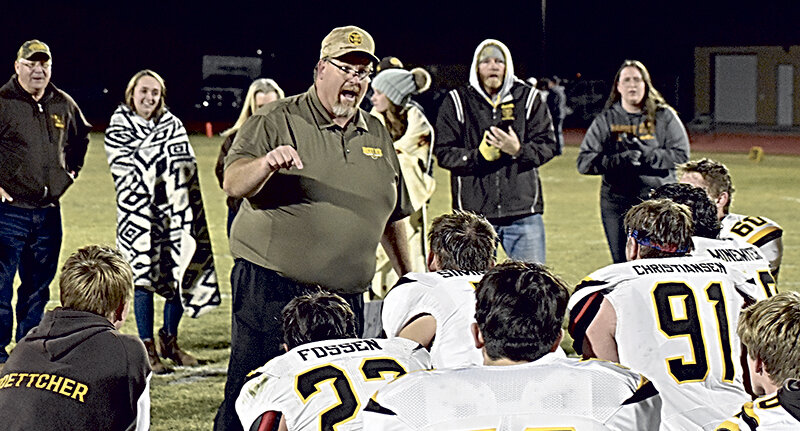 Former Rocky Mountain Grizzly coach Richard Despain talks with his team after a game in 2021. As the new athletic director for PHS, Despain says he is excited for the future of athletics at the high school.
