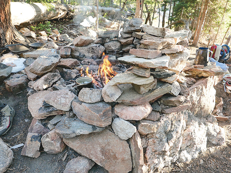 Over the years hikers have left cooking gear and constructed a stone stove at Deep Lake in order to avoid packing in heavy cooking equipment.
