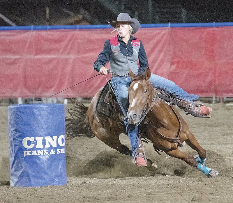 Alexis Delzer helped the Northwest College women to a fifth place finish in the first rodeo and was the lone Trapper cowgirl to place, finishing tied for sixth in goat roping.