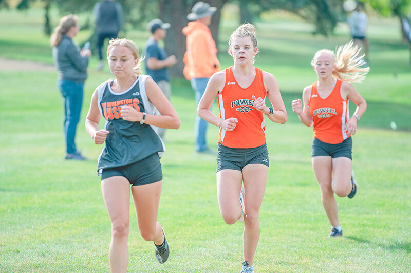 Brynn Hillman (center) returned late in the campaign after an injury kept her out for a majority of her senior cross country season but was unable to run at the state meet for the Panthers to end her fall career.