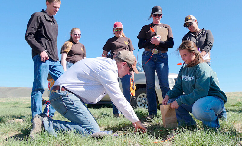 Brian Sebade, an assistant lecturer in the UW Department of Ecosystem Science and Management, teaches a lesson on rangeland plants as part of UW Extension’s 2022 Ranch Camp at the Broadbent Ranch near Evanston. UW will offer a degree program in ranch management and agricultural leadership starting in fall 2024.