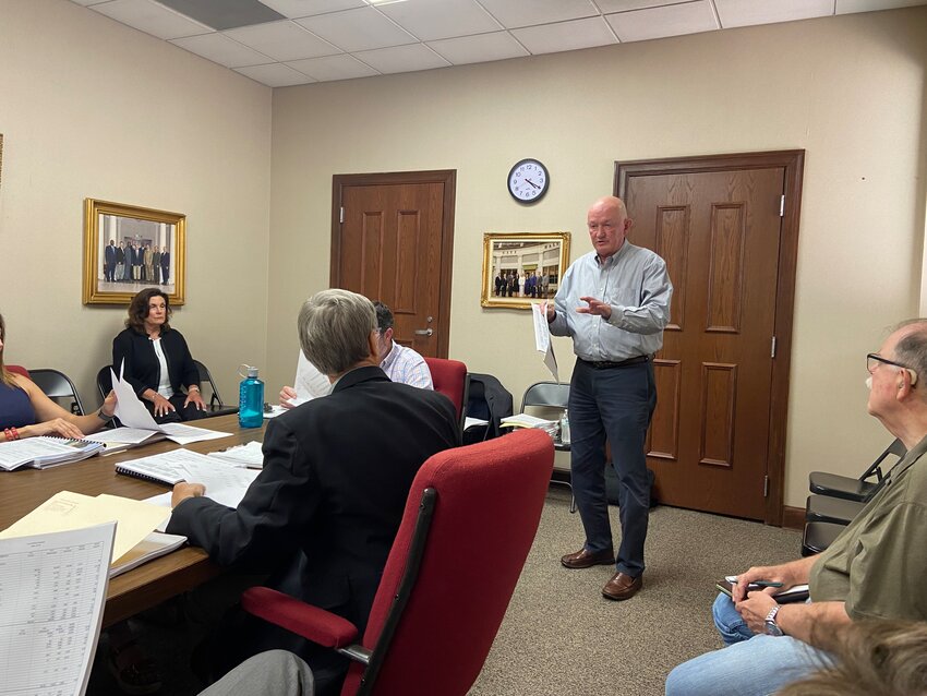 Jackson City Recorder Bobby Arnold discusses the 2024-25 City of Jackson budget with members of the Jackson City Council during their work session on May 30, 2024.