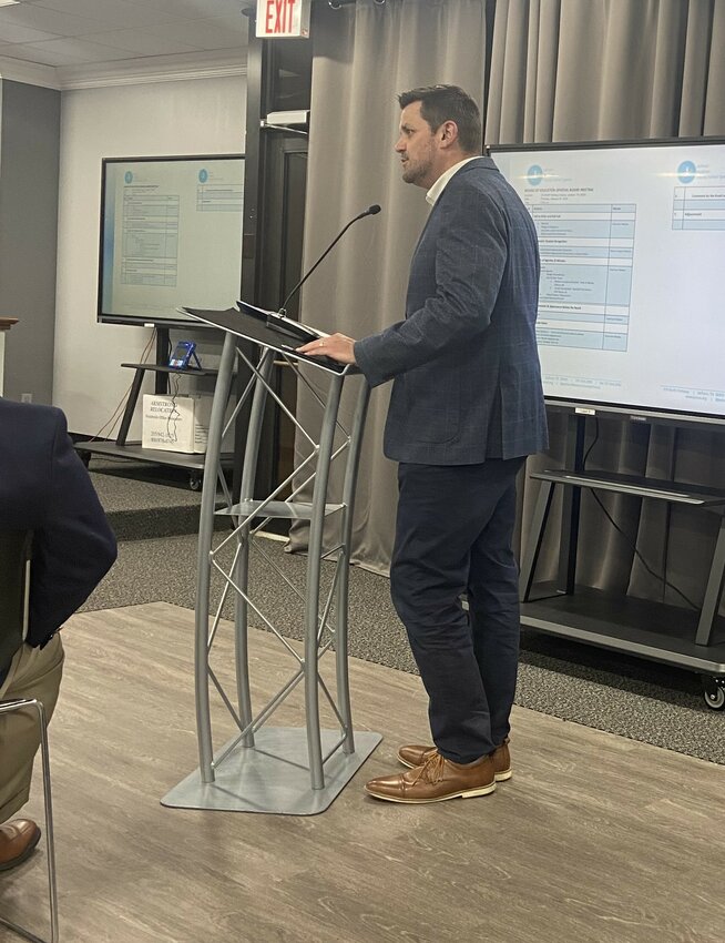 Madison County Mayor A.J. Massey - seen here addressing the Jackson-Madison County School Board at the March 2025 meeting - discussed last week the unofficial total of more than 100,000 residents in Madison County and how that can affect things positively for local government and residents.